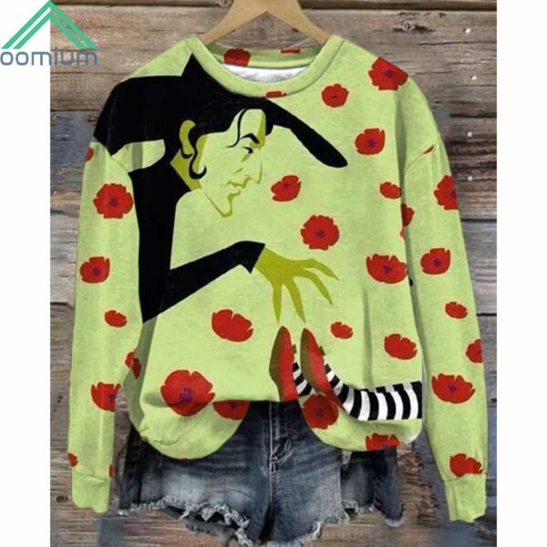 Witched And Foot Halloween Printed Crew Neck Sweatshirt