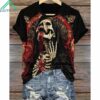 Women'S Halloween Scary Skeleton Printed T Shirt