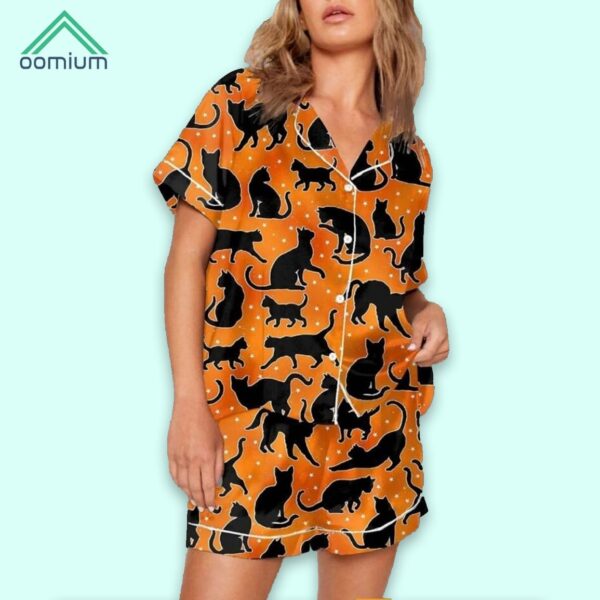 Women’s Black Cat Halloween Spirit Pajama Set