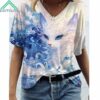 Women's Blue Wave Cat Shirt