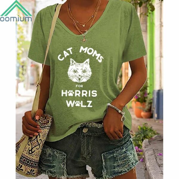 Women's Cat Dads For Harris Walz V Neck Shirt