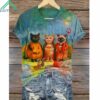 Women's Cat Halloween Art Print Shirt