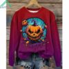 Women's Halloween Pumpkin Print Shirt