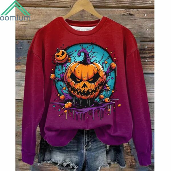 Women's Halloween Pumpkin Print Shirt