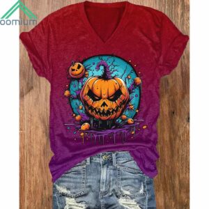 Women's Halloween Pumpkin Print Shirt