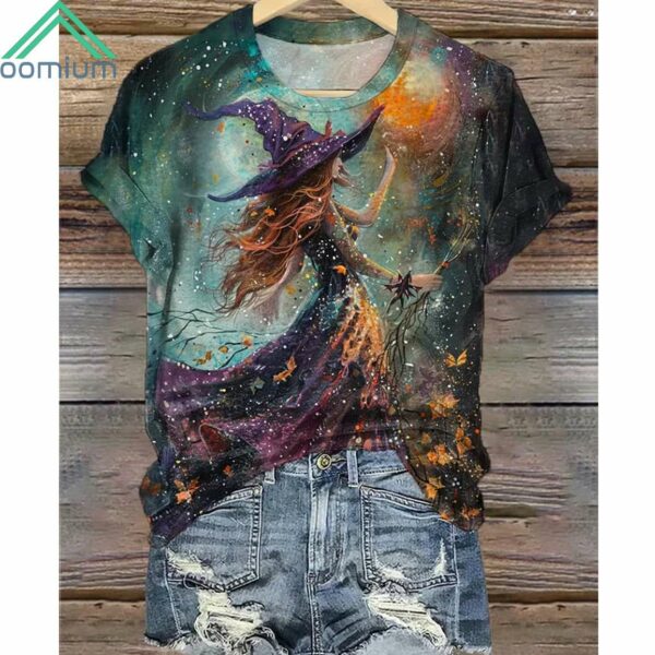 Women's Halloween Witch Print Casual Shirt