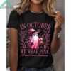 Women's In October We Wear Pink Halloween Ghost Breast Cancer Awareness Shirt