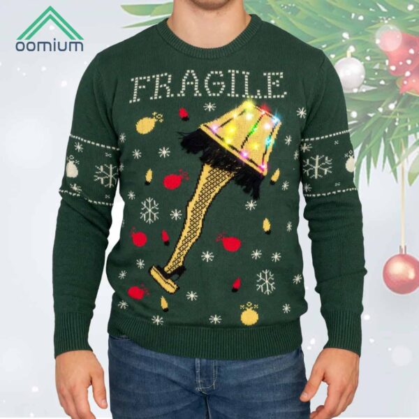 A Christmas Story Fragile Leg Lamp Light Up Ugly Christmas Sweater