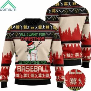 All I Want For Christmas Is More Time For Baseball Ugly Christmas Sweater