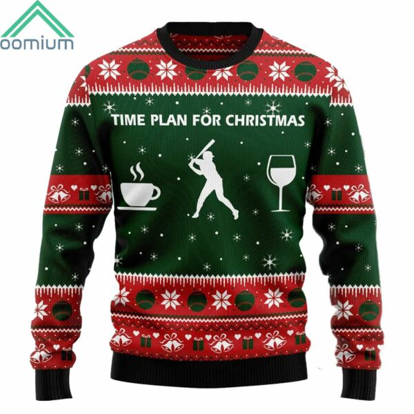 Baseball Time Plan For Christmas Ugly Christmas Sweater