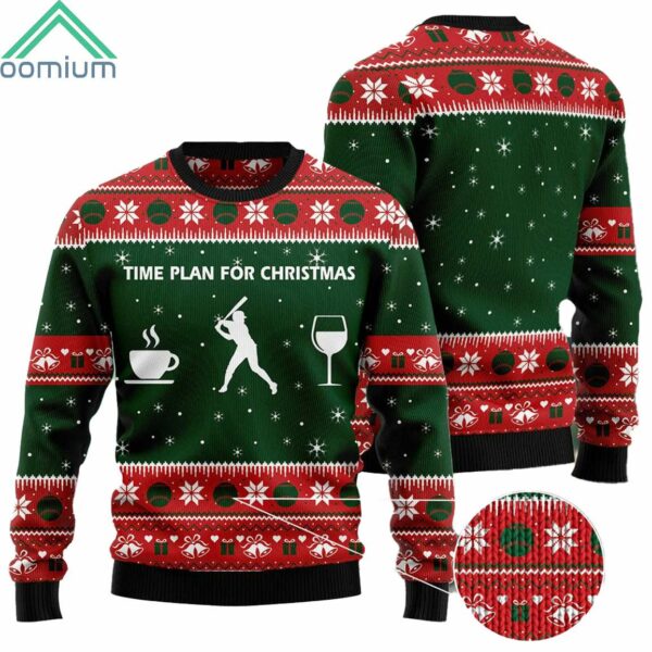 Baseball Time Plan For Christmas Ugly Christmas Sweater