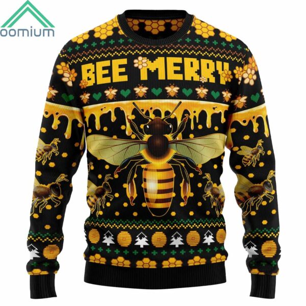 Bee Merry LIght Yellow Ugly Christmas Sweater