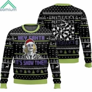 Beetlejuice Hey Santa Its Snow Time Ugly Christmas Sweater