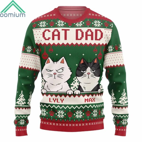 Best Cat Dad Ever Personalized Ugly Sweater