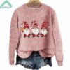 Black Merry Christmas Three Dwarfs Gnome Sweater Pink