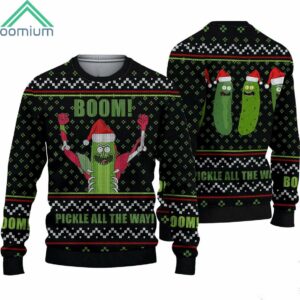 Boom Pickle All The Way Ugly Christmas Sweater