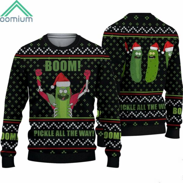 Boom Pickle All The Way Ugly Christmas Sweater