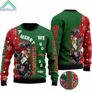 Bulldog A Merry Christmas We Woof You Merry Christmas Ugly Sweater