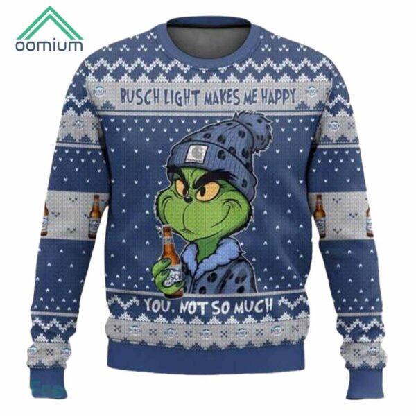 Busch Light Makes Me Happy Ugly Sweater 1