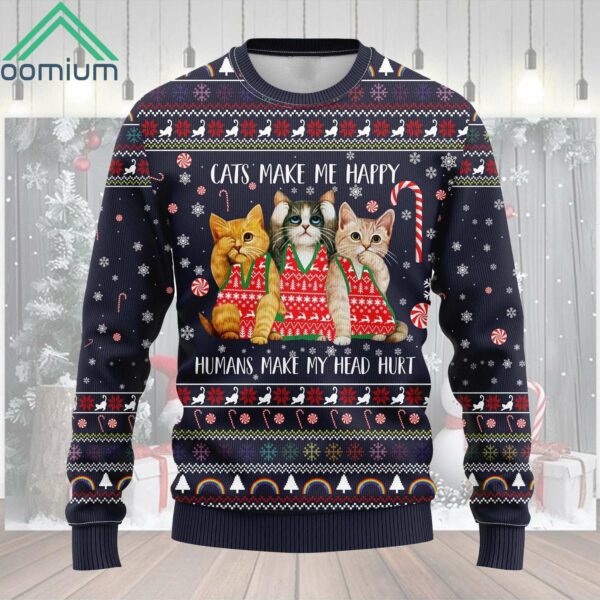 Cat Make Me Happy Cat Make Me Happy Ugly Christmas Sweater