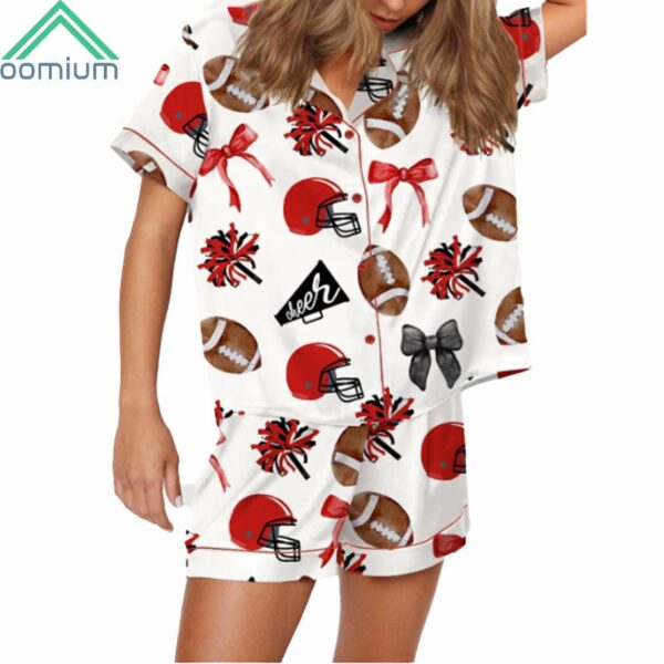 Cheer Football Coquette Bows Satin Pajama Set