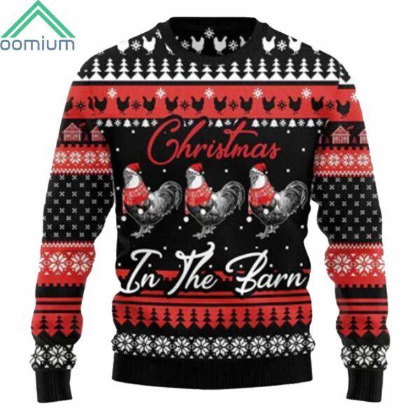 Chicken In The Barn Ugly Christmas Sweater