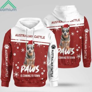 Christmas Australian Cattle Paws Is Coming To Town Hoodie