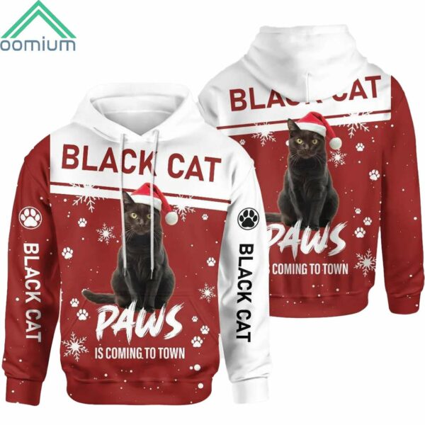 Christmas Black Cat Is Coming To Town Hoodie