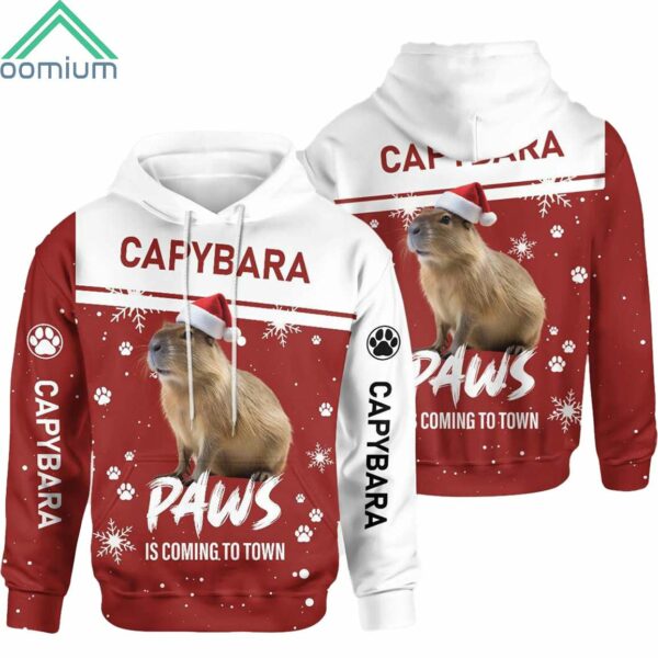 Christmas Capybara Paws Is Coming To Town Hoodie