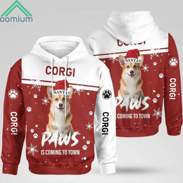 Christmas Corgi Paws Is Coming To Town Hoodie