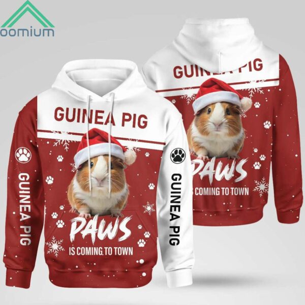 Christmas Guinea Pig Paws Is Coming To Town Hoodie