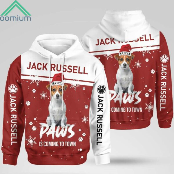 Christmas Jack Russell Paws Is Coming To Town Hoodie