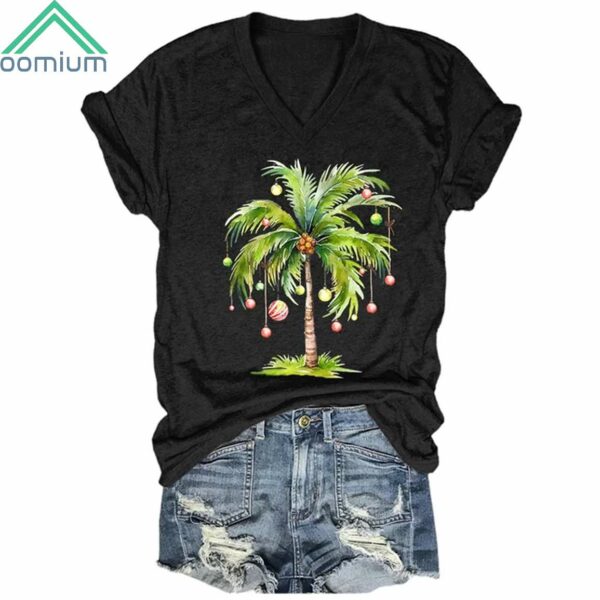 Christmas Palm Tree V Neck Shirt