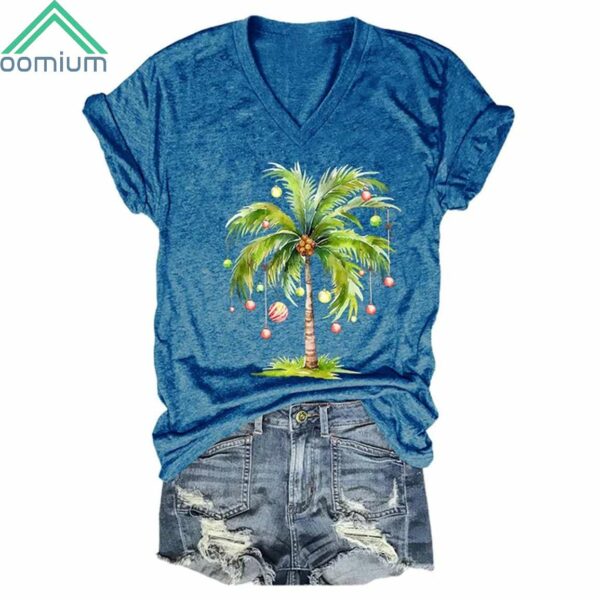 Christmas Palm Tree V Neck Shirt