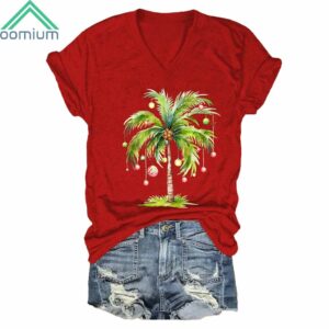 Christmas Palm Tree V Neck Shirt