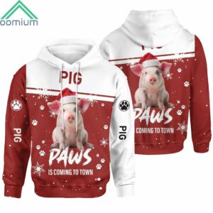 Christmas Pig Paws Is Coming To Town Hoodie