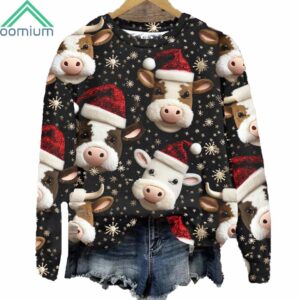 Christmas Plush Cow Sweatshirt