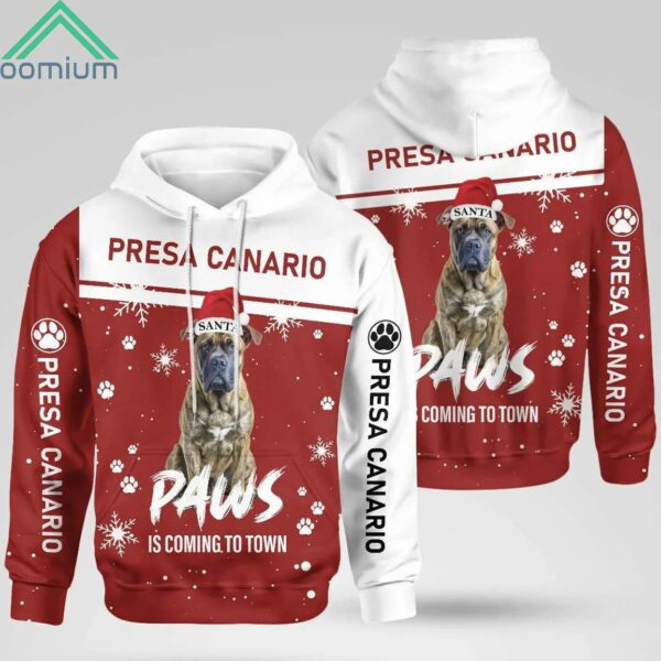 Christmas Presa Canario Paws Is Coming To Town Hoodie