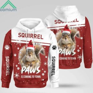 Christmas Squirrel Paws Is Coming To Town Hoodie