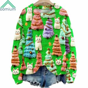 Christmas Tree Cute Cat 3D Print Sweater