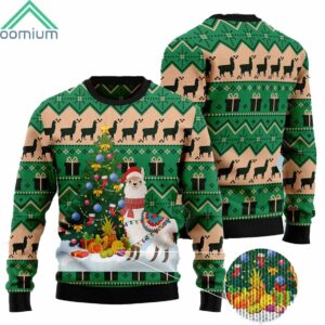 Christmas Tree Llama Ugly Sweater