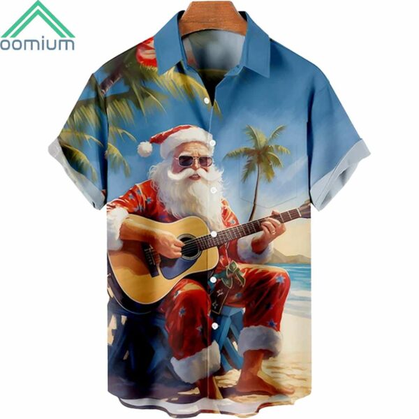 Christmas Vacation Santa Claus Playing Guitar Hawaiian Shirt