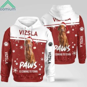 Christmas Vizsla Paws Is Coming To Town Hoodie