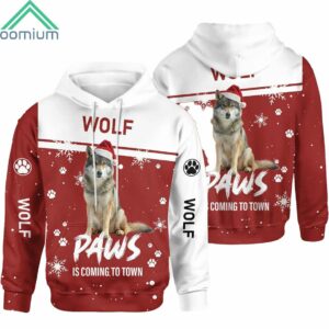 Christmas Wolf Paws Is Coming To Town Hoodie