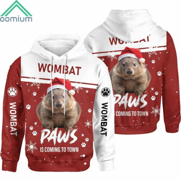 Christmas Wombat Paws Is Coming To Town Hoodie