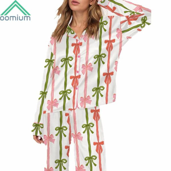 Coquette Christmas Bows Satin Pajama Set 1