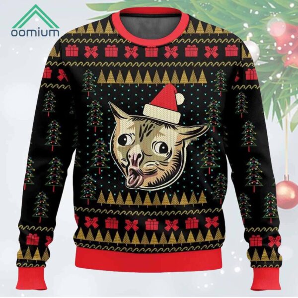 Coughing Cat Meme Ugly Christmas Sweater 1