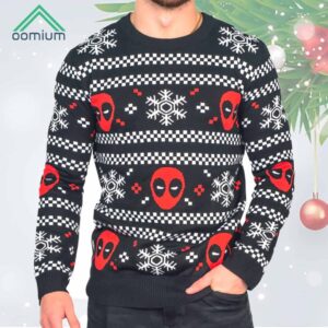 Deadpool Holiday Snow Stripes Ugly Christmas Sweater 1