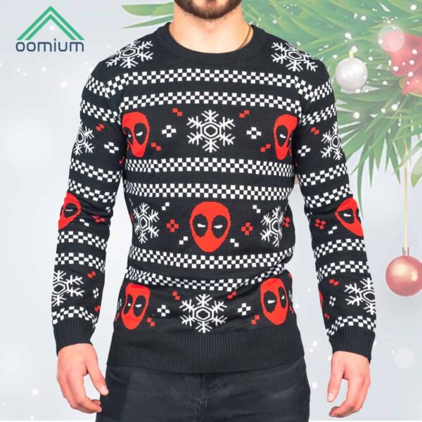 Deadpool Holiday Snow Stripes Ugly Christmas Sweater