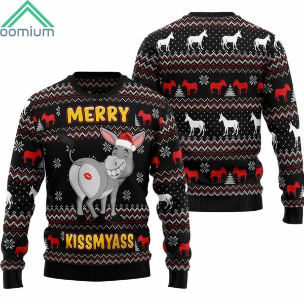 Donkeys Merry Kissmyass Ugly Christmas Sweater